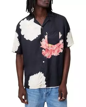 Рубашка свободного кроя Fleur с короткими рукавами ALLSAINTS, черный