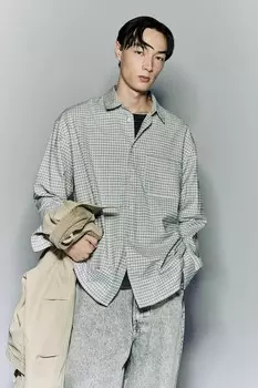 Рубашка свободного кроя H&M, серый