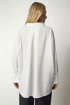 Рубашка свободного кроя и мятого эффекта Happiness Istanbul, белый