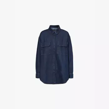 Рубашка свободного кроя из эластичного денима с длинными рукавами Good American, индиго