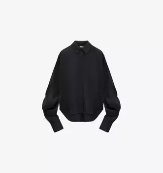 Рубашка свободного кроя из атласа с длинными рукавами Loewe, черный