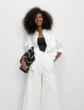 Рубашка свободного кроя из чистого льна Marks & Spencer, белый