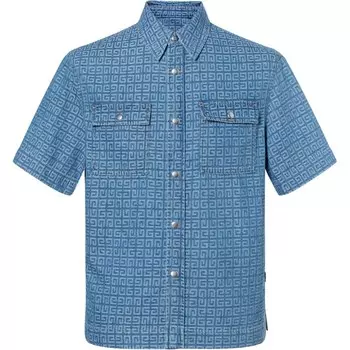 Рубашка свободного кроя из денима с коротким рукавом Givenchy, синий