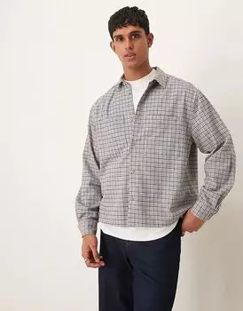 Рубашка свободного кроя из фланели ASOS DEISGN в клетку «гусиная лапка» ASOS DESIGN