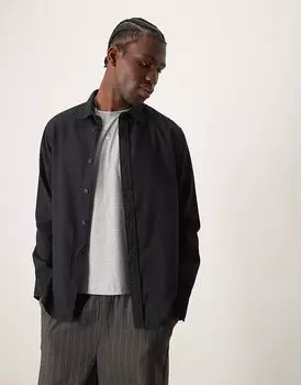 Рубашка свободного кроя из фланели черного цвета Selected Homme