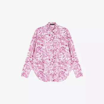 Рубашка свободного кроя из хлопка с графическим принтом Maje, розовый