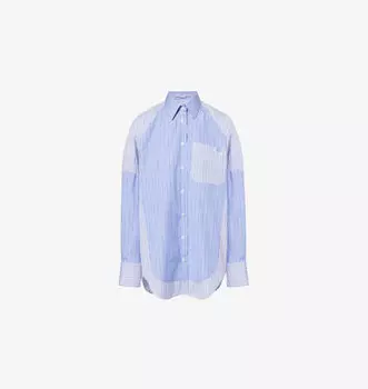 Рубашка свободного кроя из хлопка с полосатым узором Stella Mccartney, синий