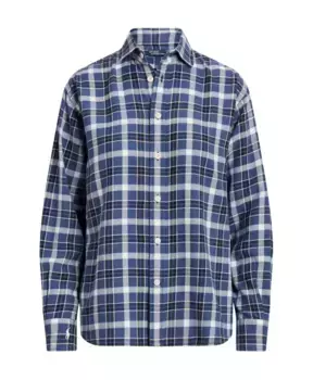 Рубашка свободного кроя из хлопка в клетку Ralph Lauren, синий