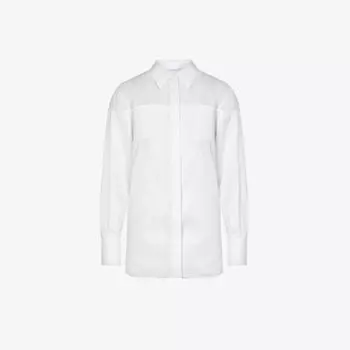 Рубашка свободного кроя из хлопкового поплина с прозрачными вставками Helmut Lang, белый