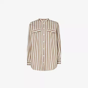 Рубашка свободного кроя из хлопкового поплина с полосатым принтом Frame, мультиколор