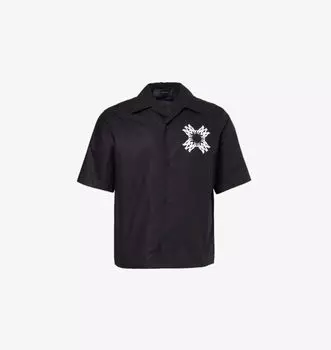 Рубашка свободного кроя из хлопкового поплина с короткими рукавами для боулинга Amiri, черный