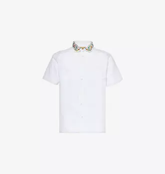 Рубашка свободного кроя из хлопкового поплина с короткими рукавами, украшенная стразами Golf Le Fleur, белый