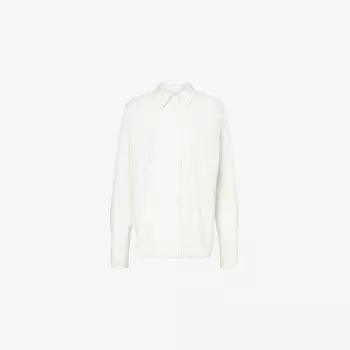 Рубашка свободного кроя из хлопковой смеси с накладными карманами Good American, белый