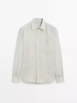 Рубашка свободного кроя из льна Massimo Dutti, белый