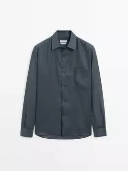 Рубашка свободного кроя из льна Massimo Dutti, синий