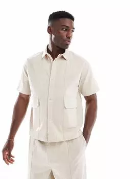 Рубашка свободного кроя из льна Native Youth с вышивкой Cornelli в кремовом цвете