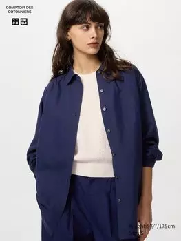 Рубашка свободного кроя из льняной смеси Uniqlo, синий