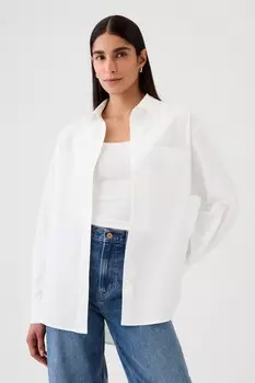 Рубашка свободного кроя из органического хлопка Оксфорд Gap, белый