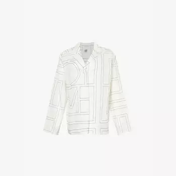 Рубашка свободного кроя из переработанного хлопка с фирменной вышивкой Toteme, черный