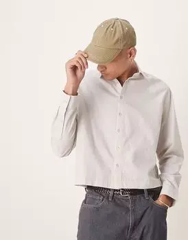 Рубашка свободного кроя из поплина ASOS DESIGN светло-серого цвета