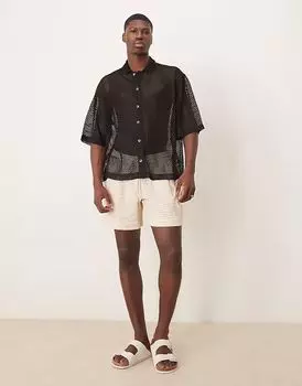 Рубашка свободного кроя из сетки ASOS DESIGN черного цвета