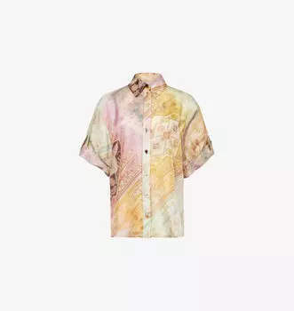 Рубашка свободного кроя из шелка с цветочным принтом Tallow Zimmermann, мультиколор