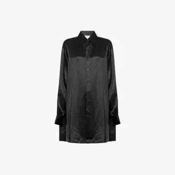 Рубашка свободного кроя из шёлка с атласной текстурой Maison Margiela, черный