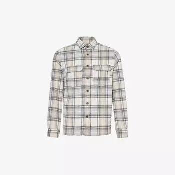 Рубашка свободного кроя из смесового хлопка с карманами в клетку Ikks, цвет vison