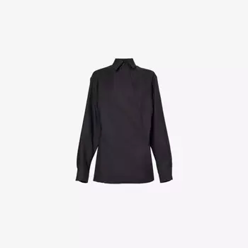 Рубашка свободного кроя из смесовой шерсти с длинными рукавами Valentino Garavani, черный