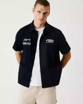 Рубашка свободного кроя из твила Red Bull Racing Pepe Jeans, тёмно-синий