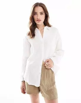 Рубашка свободного кроя JDY белого цвета с длинными рукавами