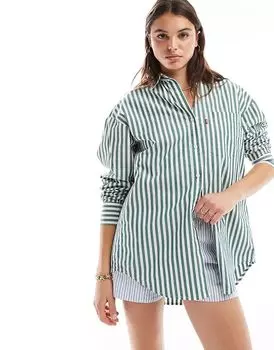 Рубашка свободного кроя Lola из поплина в полоску зеленого цвета Levi's
