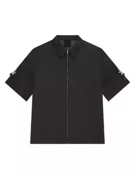 Рубашка свободного кроя на молнии из технической ткани с пряжками Givenchy, черный