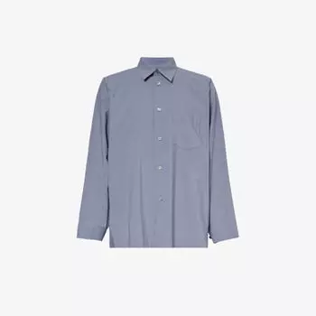 Рубашка свободного кроя обтекаемой формы из хлопкового поплина Homme Pliss Issey Miyake, синий