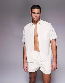 Рубашка свободного кроя оверсайз от ASOS DESIGN в желтую полоску из сирсакера
