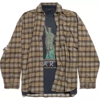 Рубашка свободного кроя Paris Liberty Layered Oversize FW24 Balenciaga, темно-зеленый