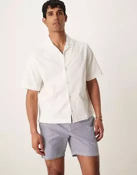 Рубашка свободного кроя Revere из сирсакера ASOS DESIGN белого цвета