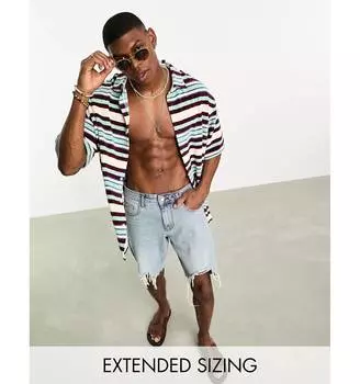 Рубашка свободного кроя Revere свободного кроя в горизонтальную полоску ASOS DESIGN