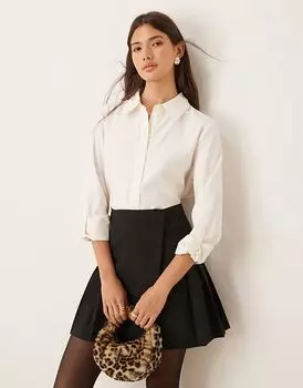 Рубашка свободного кроя с декоративными швами кремового цвета JDY