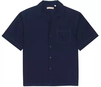Рубашка свободного кроя с открытым воротником X MARNI, цвет синий Uniqlo, темно-синий