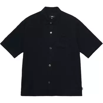 Рубашка свободного кроя с плоским жатым подолом Stussy, черный