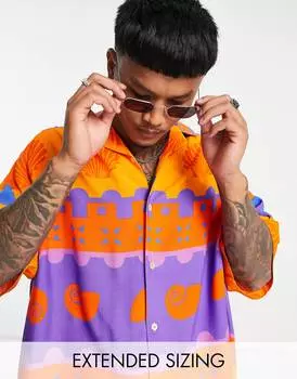 Рубашка свободного кроя с винтажным принтом и ракушками ASOS DESIGN