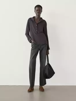 Рубашка свободного кроя с воротником-поло Massimo Dutti, серый