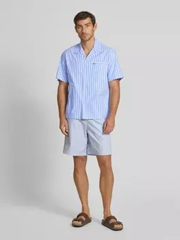 Рубашка свободного кроя с воротником-стойкой Lacoste, светло-голубой