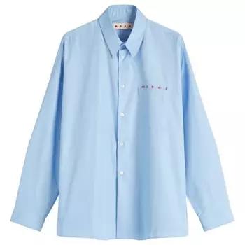 Рубашка свободного кроя с вышитым логотипом Marni, синий