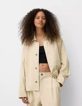 Рубашка свободного кроя со складками Bershka, желтый