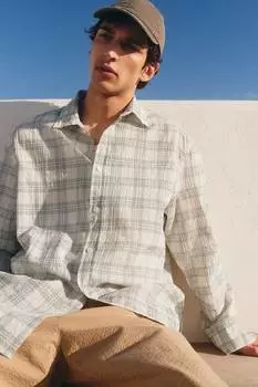 Рубашка свободного кроя со структурой H&M, мультиколор