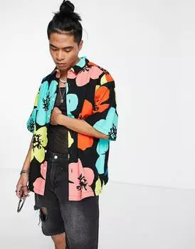 Рубашка свободного кроя свободного кроя из рипстопа с ярким цветочным принтом ASOS DESIGN