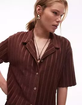 Рубашка свободного кроя Topshop Towing в шоколадно-коричневом цвете