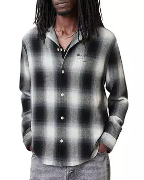 Рубашка свободного кроя Underfade Check на пуговицах Camp ALLSAINTS, серый